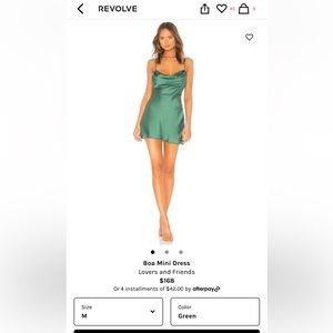 Lovers and Friends Boa Mini Dress in Green. New with tags never worn